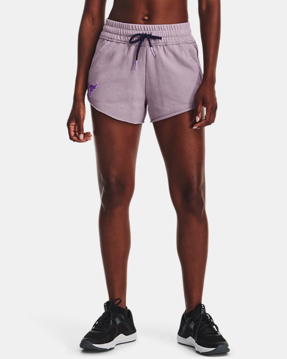 Women's Project Rock Rival Terry Disrupt Shorts, Purple, pdpMainDesktop image number 0